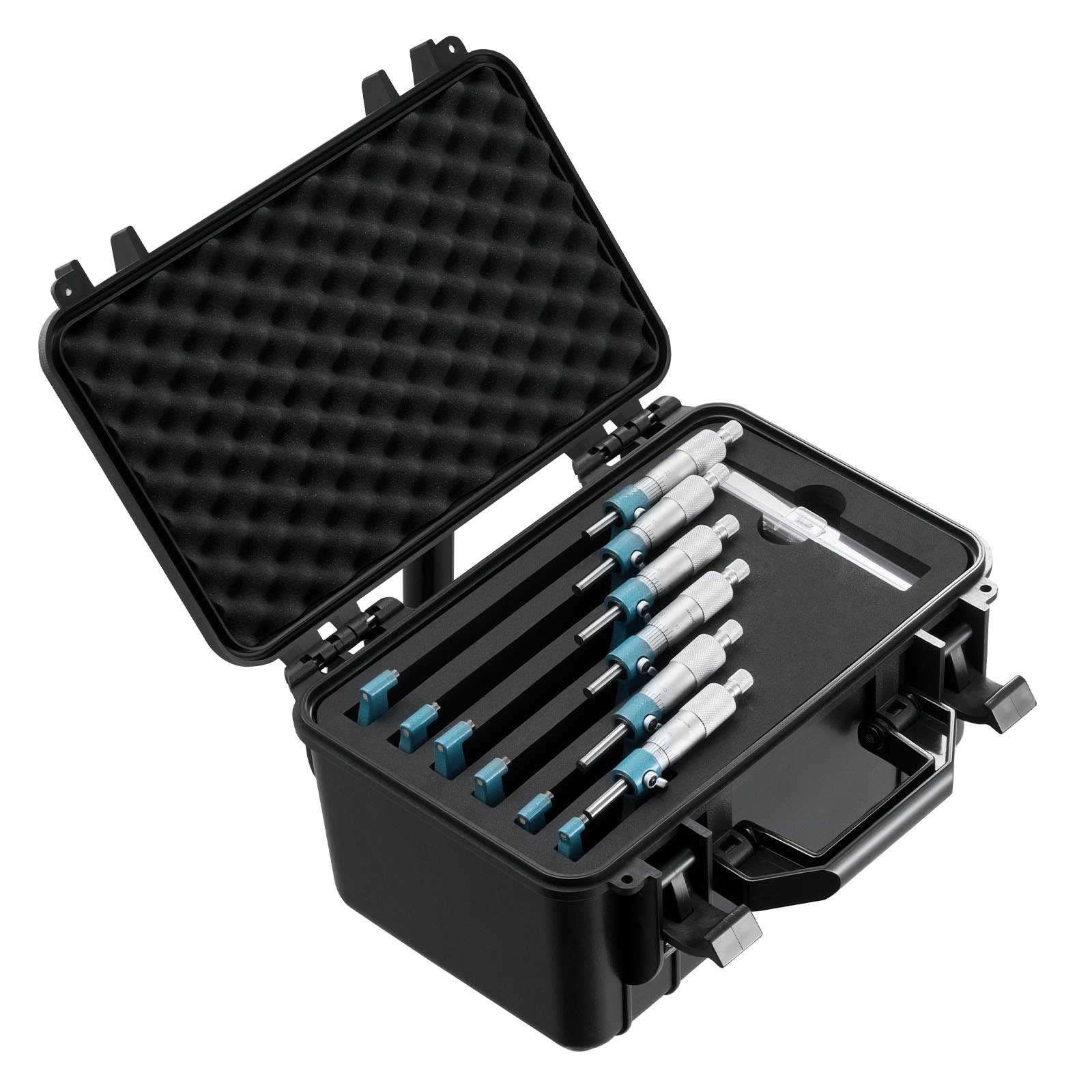 VEVOR Bügelmessschraube 4-tlg. Set, Mikrometer mit Messgenauigkeit von 0,0001/0,0002 Zoll, Messschraube für Metallbearbeitung & Maschinenbau, mit Schutzkoffer, 0-1/1-2/2-3/3-4/4-5/5-6 Zoll