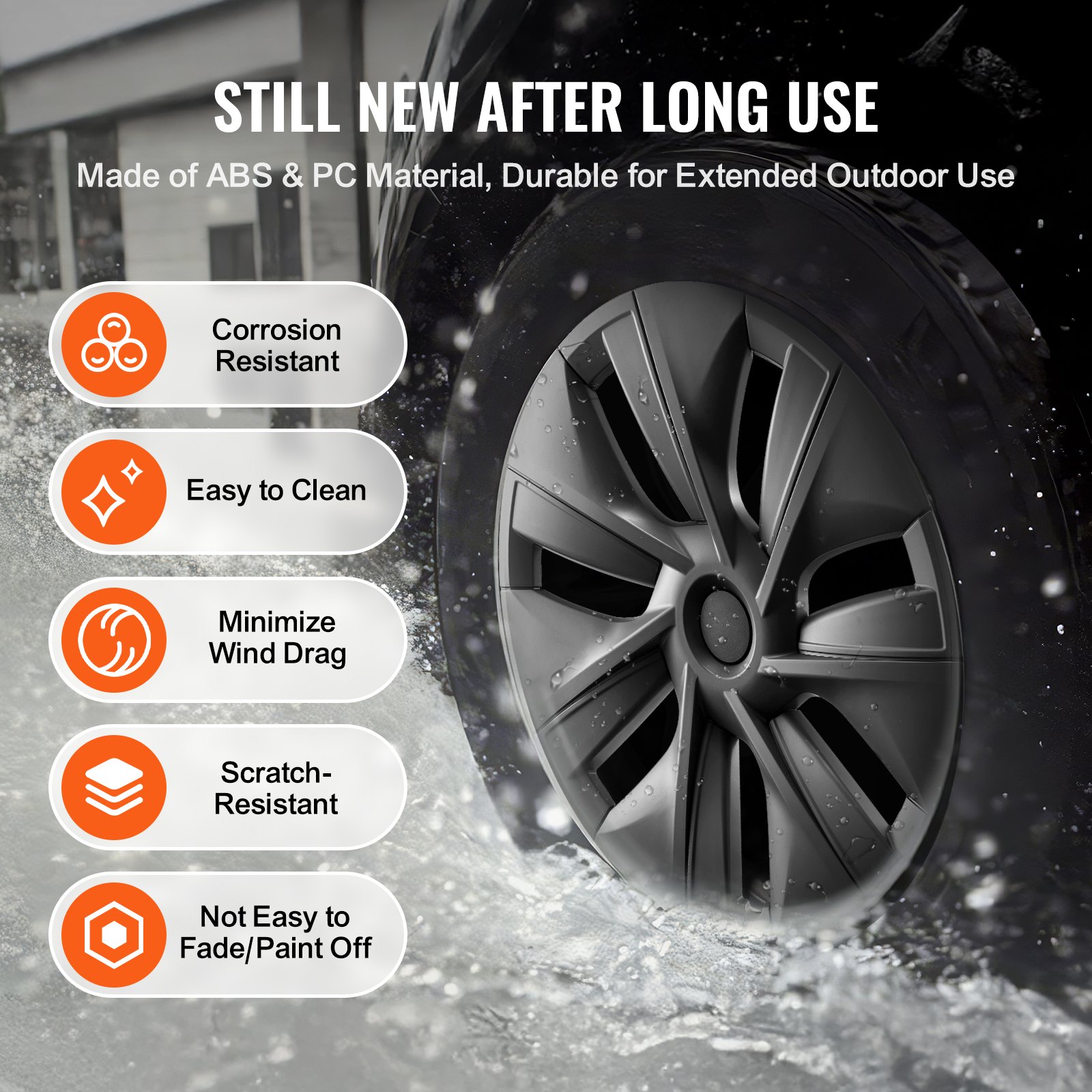 VEVOR Wheel Covers Hub Caps Rim Covers Model Y 2020-2023 for 19 inch Wheels, Wheel Cover with Snap Fastener & Protective Strip & Valve Hole, ABS and PC Wheel Cover with High Rigidity, Weatherproof