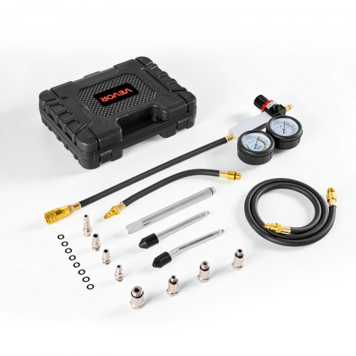 VEVOR Druckverlustprüfer für Motorenzylinder 0-100 psi Manometerbereich, Zylinderdrucktester mit 4 Adaptern & 2 Metallrohren, Kraftfahrzeug Kompressionsprüfset Druckprüfung und Leckratenmessung