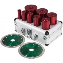 VEVOR Diamant Lochsäge 20, 25, 32, 35, 40, 50, 68 mm, Fliesenbohrer Lochsäge M14 Gewinde, Diamantbohrer 1,4 mm Dicke, 125 mm Durchmesser, Glasbohrer mit 6 Bohrern und 2 Klingen, Folienschweißgerät