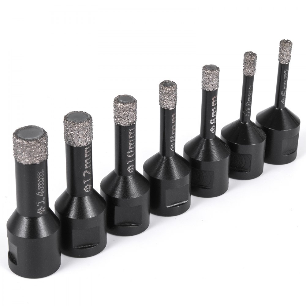 7 Teiliges Profi Diamant Bohrkronen Set Für Granit Feinsteinzeug Fliesen M14
