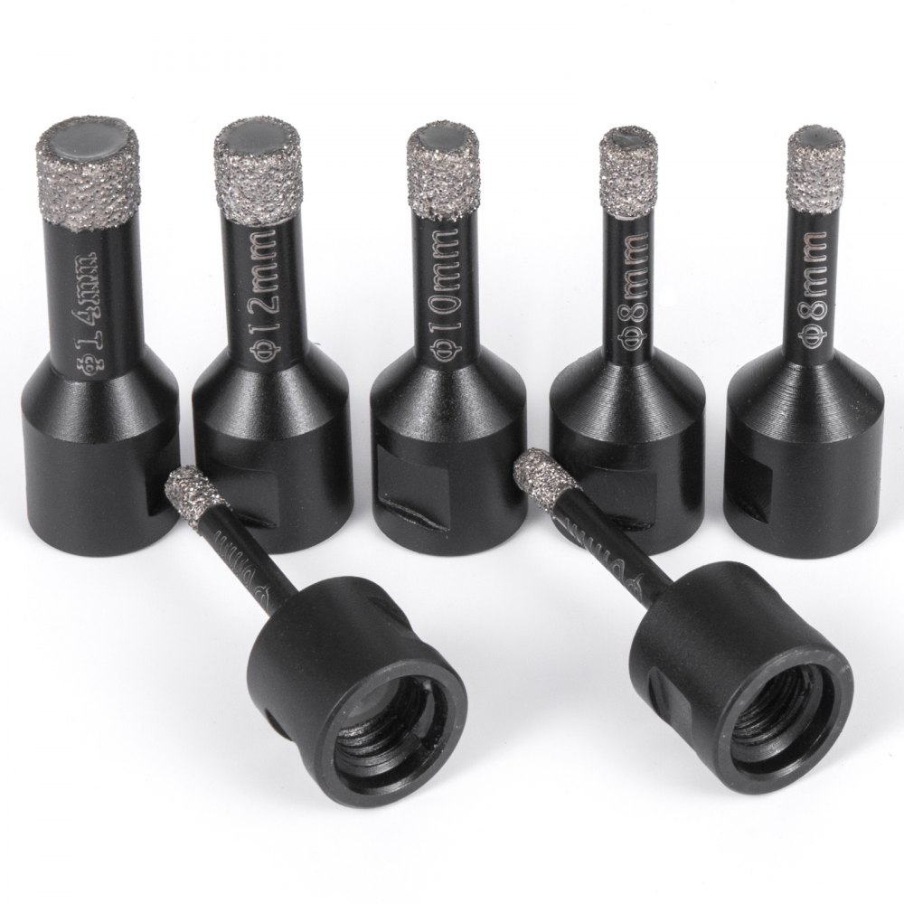 7 Teiliges Profi Diamant Bohrkronen Set Für Granit Feinsteinzeug Fliesen M14