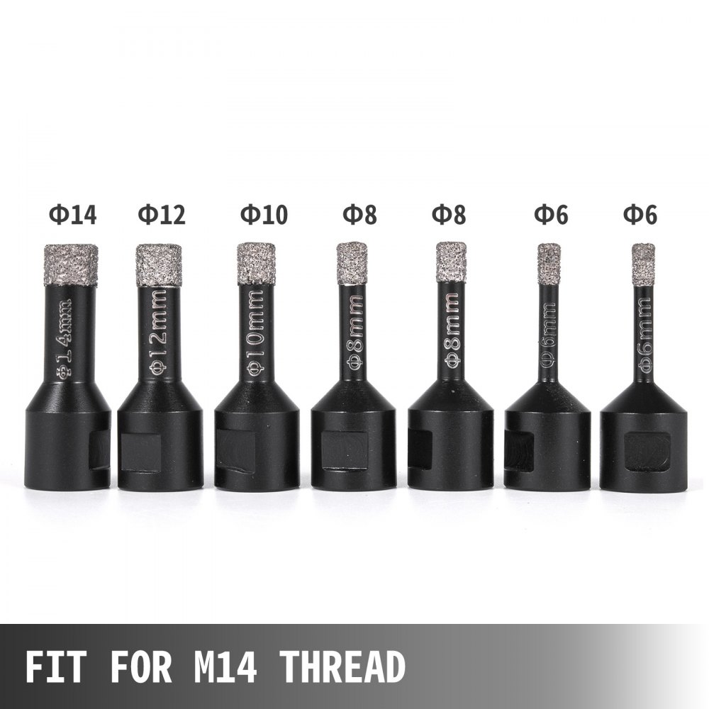 7 Teiliges Profi Diamant Bohrkronen Set Für Granit Feinsteinzeug Fliesen M14