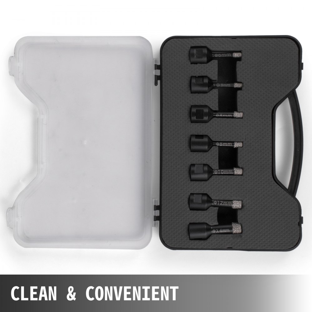 7 Teiliges Profi Diamant Bohrkronen Set Für Granit Feinsteinzeug Fliesen M14