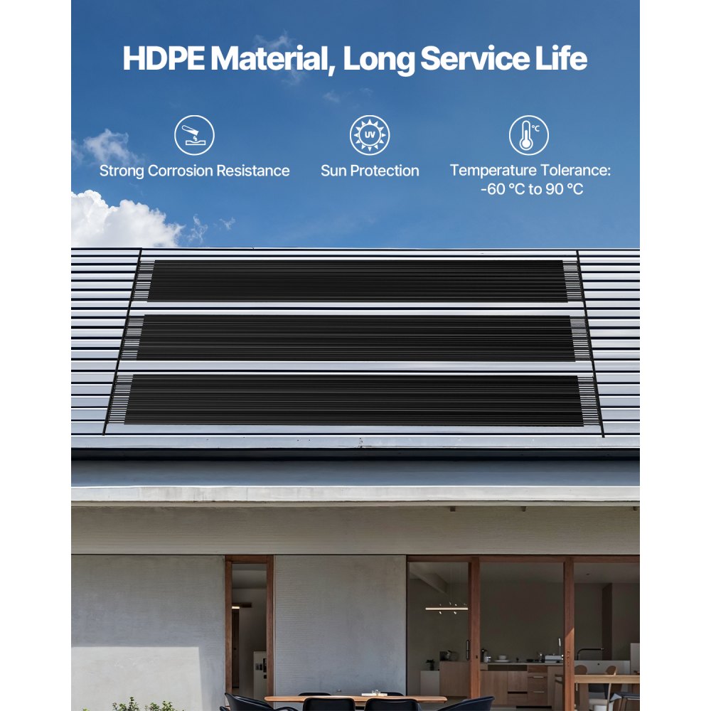 VEVOR Solarkollektor Poolheizung, 1235x7340 mm HDPE-Pool-Heizsystem, mit komplettem Zubehör, Solar-Poolpanel, erhöht die Wassertemperatur, für oberirdische und unterirdische Pools