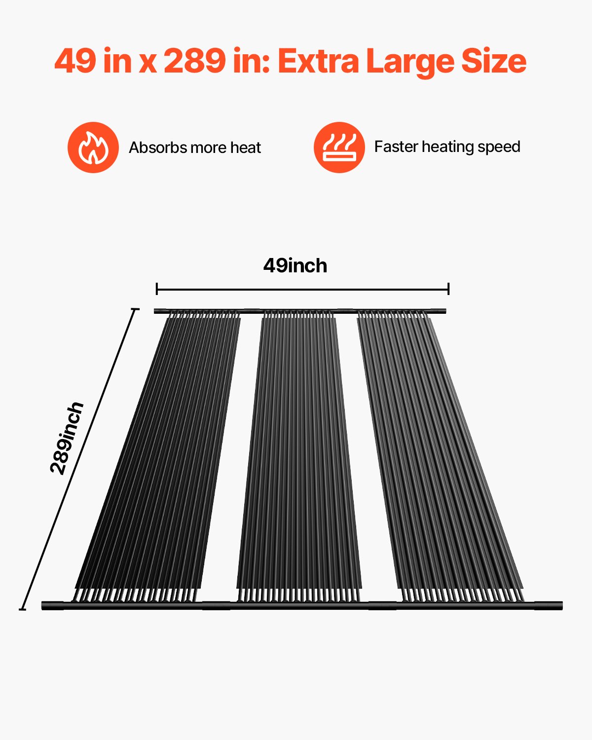 VEVOR Solarkollektor Poolheizung, 1235x7340 mm HDPE-Pool-Heizsystem, mit komplettem Zubehör, Solar-Poolpanel, erhöht die Wassertemperatur, für oberirdische und unterirdische Pools
