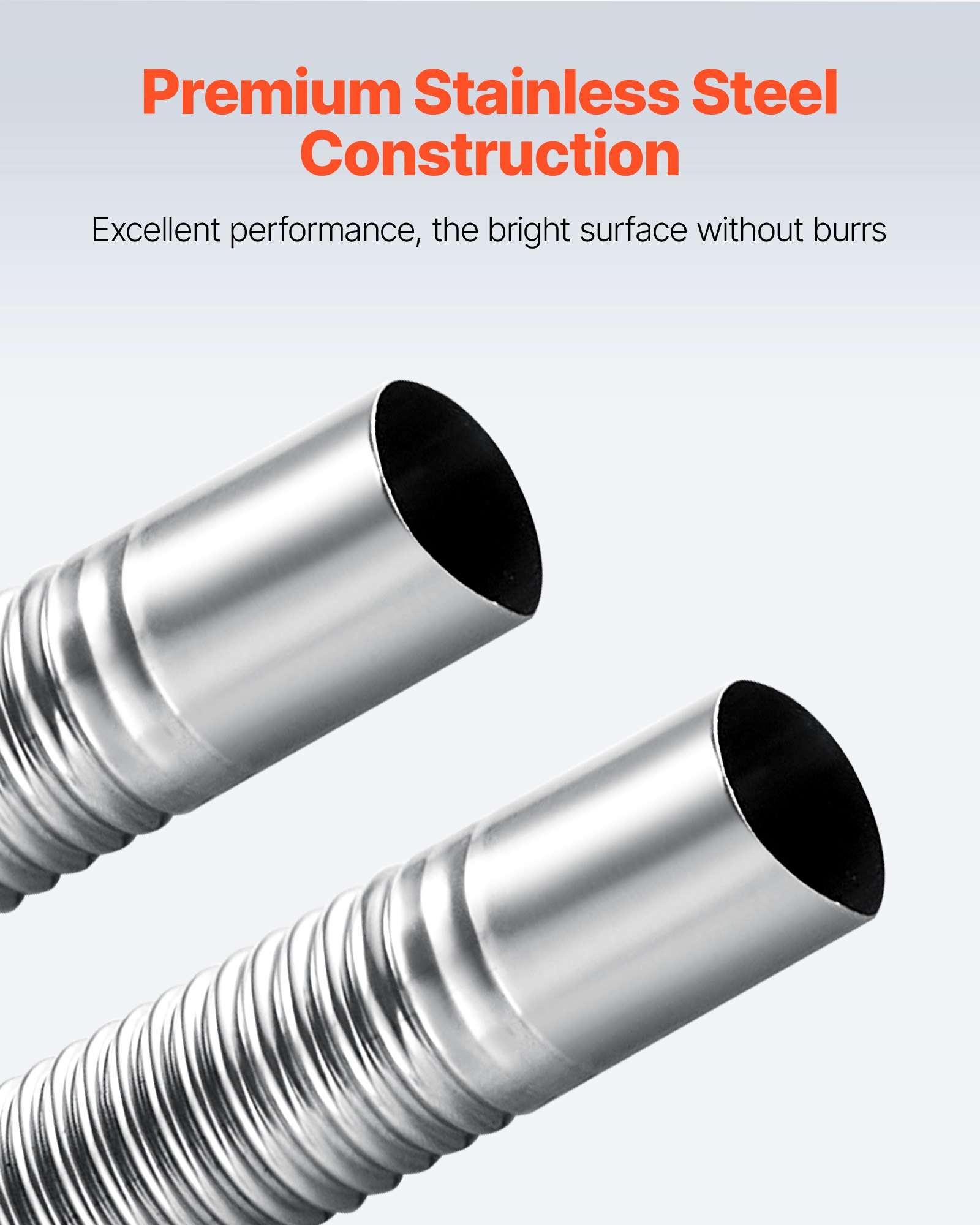 VEVOR Exhaust Hose, 600mm Diesel Heater Flexible Exhaust Pipe, Stainless Steel Exhausts Hoses with 2 Hose Clamps, Air Diesel Parking Heater Exhausts Hoses Line for 2KW 5KW 8KW Diesels Heaters