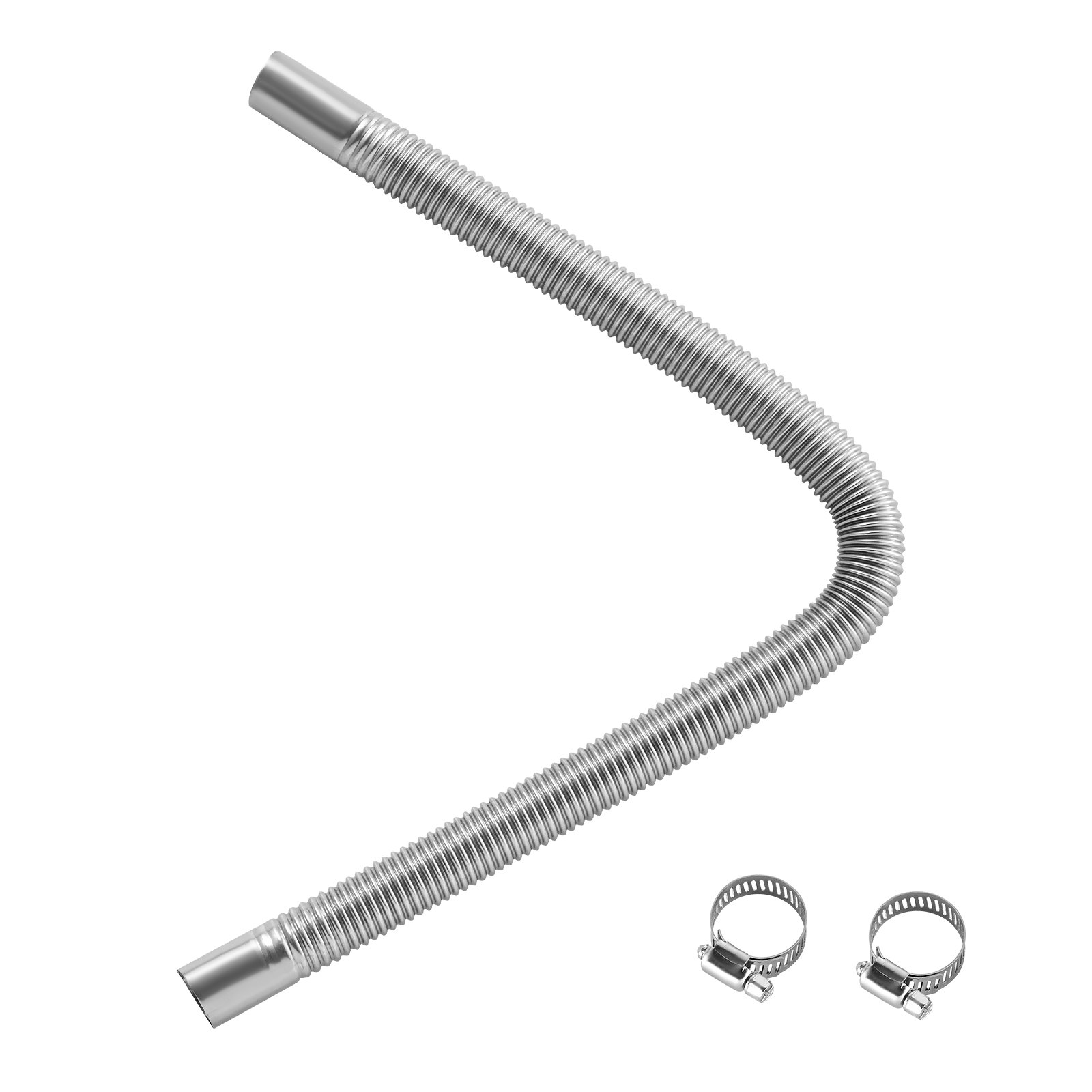 VEVOR Exhaust Hose, 600mm Diesel Heater Flexible Exhaust Pipe, Stainless Steel Exhausts Hoses with 2 Hose Clamps, Air Diesel Parking Heater Exhausts Hoses Line for 2KW 5KW 8KW Diesels Heaters