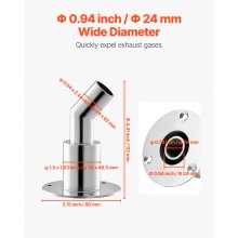 VEVOR Durch Rumpf Auspuff Hautanpassung, 24 mm Dieselheizung Standheizung Auspuffverkleidung mit Schrauben & Muttern & Dichtung, Rumpfauspuffrohr-Stutzenersatz Edelstahl 316 Silber