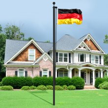 VEVOR Fahnenmast Alu 6,09m Fahnenstange Deutschland Fahne Flaggen Mast Schwarz