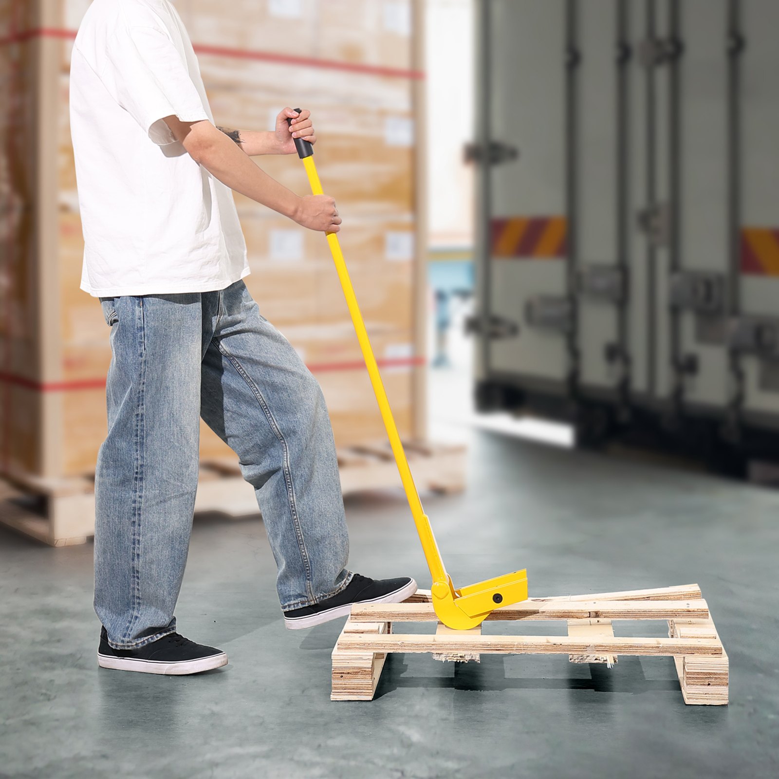 VEVOR Palettenbrecher 114,3cm Lattenheber 907kg Tragfähigkeit Brechstangen Q235 Kohlenstoffstahl Abbruch-& Hebelstange inkl.Handschuhe Pallet Buster Universalkonstruktion