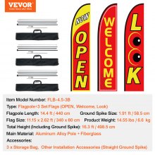 VEVOR 498,5cm Beachflag Werbung Banner Flagge Fahne Open Look Willkommen