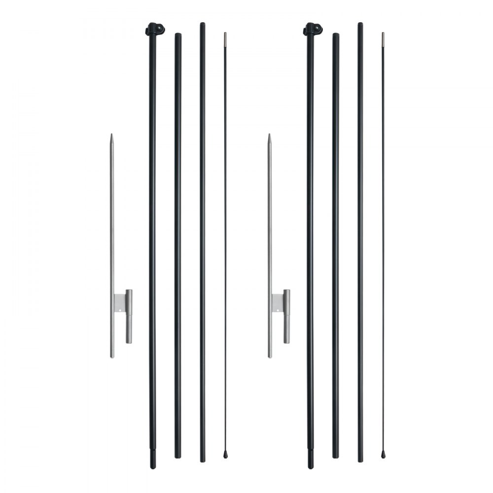VEVOR Federfahnenmast-Set, 2 Packungen Swooper-Fahnenmast 5 m, Schilderfahnenmasten für Geschäftswerbefahnen im Außenbereich, mit Bodenpfählen und Tragetasche (Flagge nicht im Lieferumfang enthalten)