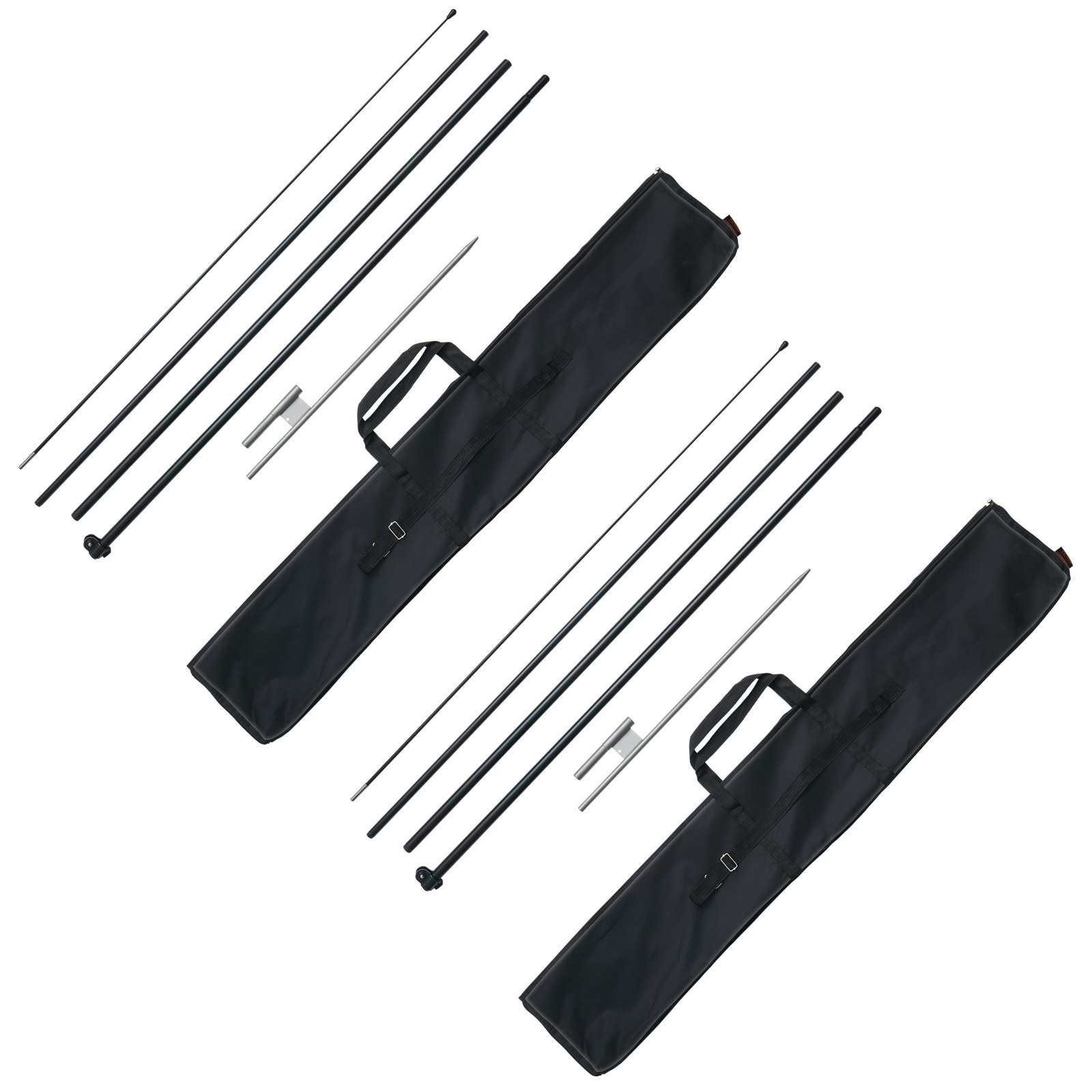 VEVOR Feather Flagpole Set, 2 Packs of Swooper Flagpoles 5m, Sign Flagpoles for Outdoor Business Advertising Flags, with Ground Stakes and Carrying Bag (Flag Not Included)