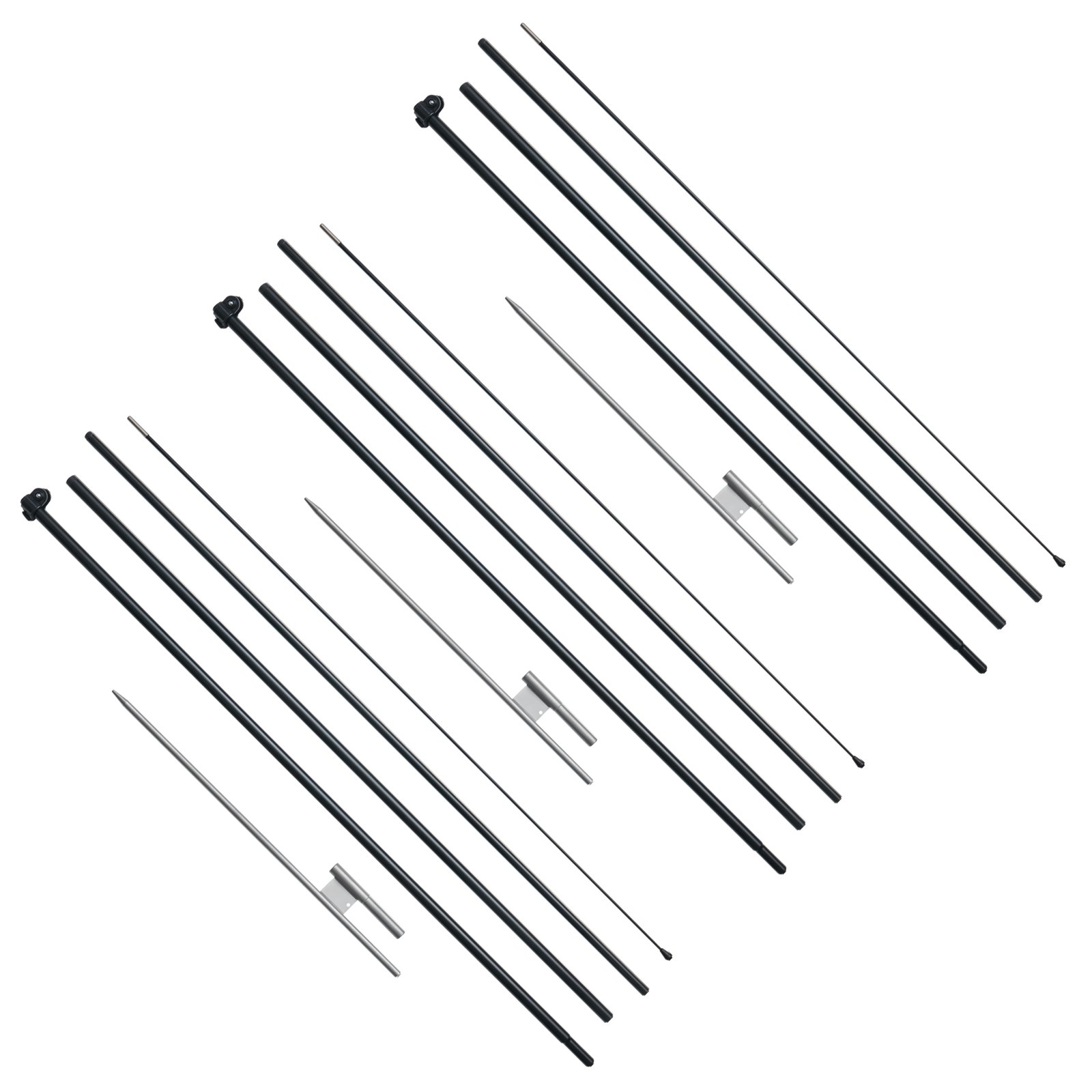 VEVOR Federfahnenmast-Set, 3er-Pack Swooper-Fahnenmast 5 m, Schilderfahnenmasten für Geschäftswerbefahnen im Außenbereich, mit Bodenpfählen und Tragetasche (Flagge nicht im Lieferumfang enthalten)