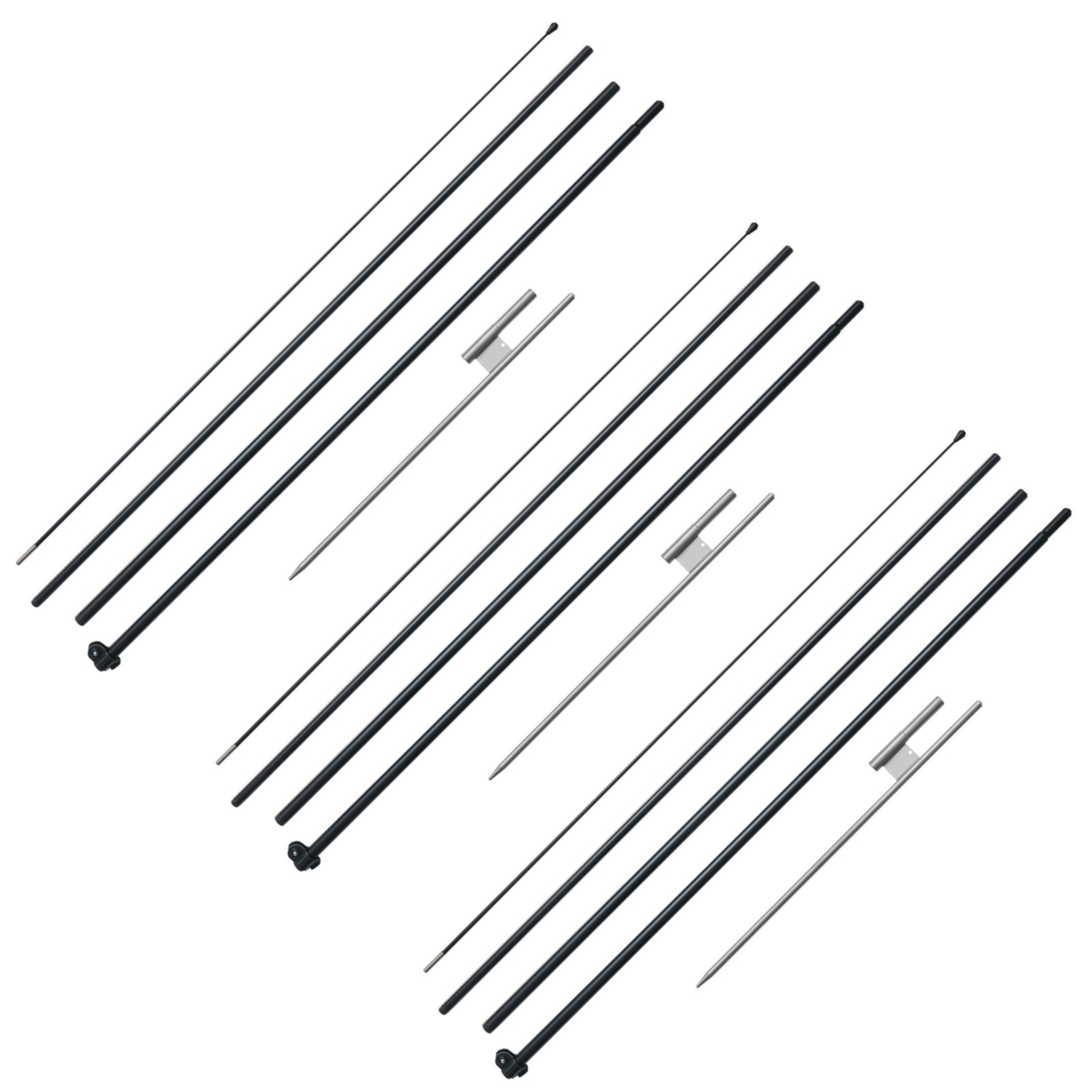 VEVOR Federfahnenmast-Set, 3er-Pack Swooper-Fahnenmast 5 m, Schilderfahnenmasten für Geschäftswerbefahnen im Außenbereich, mit Bodenpfählen und Tragetasche (Flagge nicht im Lieferumfang enthalten)