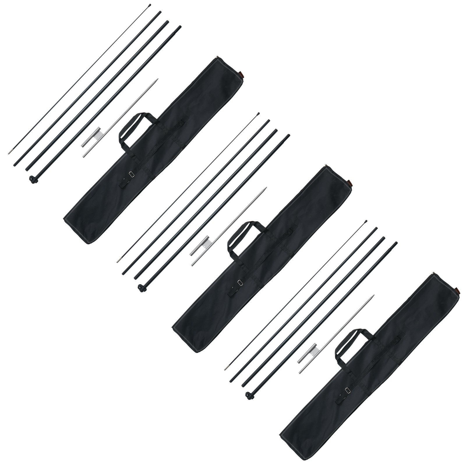 VEVOR Federfahnenmast-Set, 3er-Pack Swooper-Fahnenmast 5 m, Schilderfahnenmasten für Geschäftswerbefahnen im Außenbereich, mit Bodenpfählen und Tragetasche (Flagge nicht im Lieferumfang enthalten)