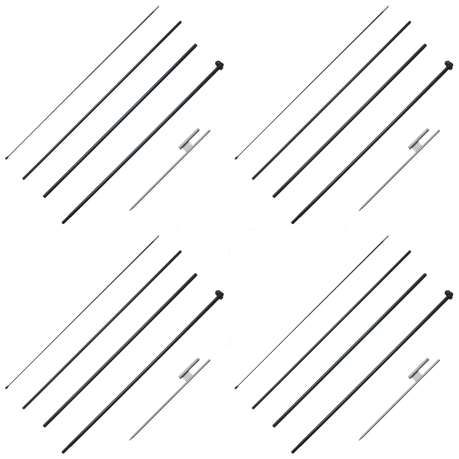 VEVOR Federfahnenmast-Set, 4er-Pack Swooper-Fahnenmast 5 m, Schilderfahnenmasten für Geschäftswerbefahnen im Außenbereich, mit Bodenpfählen und Tragetasche (Flagge nicht im Lieferumfang enthalten)
