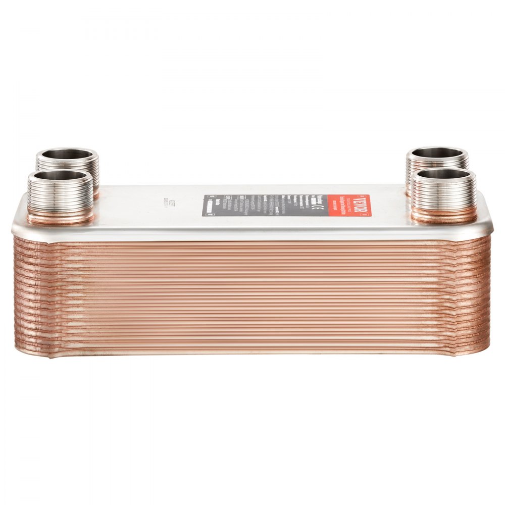 VEVOR 30 Plattenwärmetauscher 4x1-1/4Zoll MNPT-Anschlüsse 316L Edelstahl