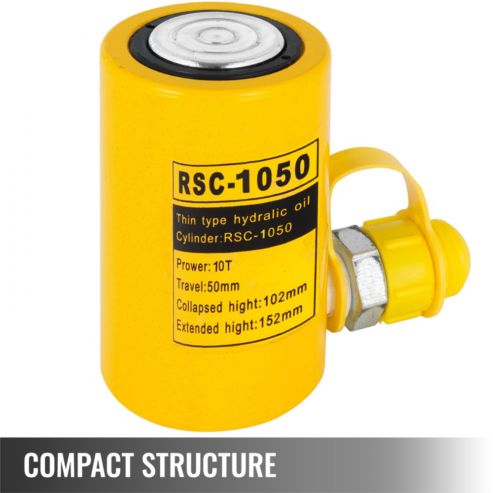 VEVOR Hydraulikzylinderheber Kapazität 10T Hydraulikzylinder 50 mm Hub einfach wirkender tragbar gelb hydraulischer Wagenheber Hohlkolbenheber