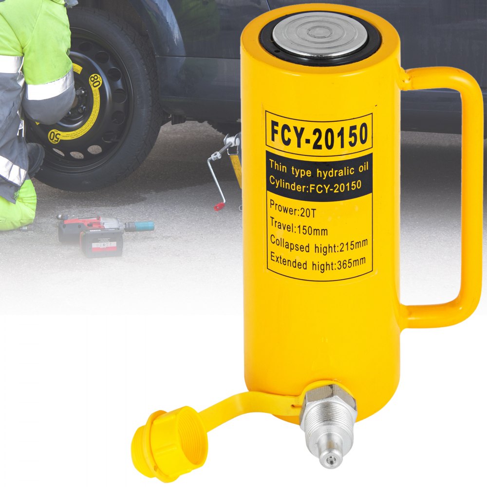 VEVOR Hydraulic Cylinder Jack, 20 Ton Solid Ram Hydraulic Cylinder, 15 cm Stroke Single Acting Hydraulic Cylinder, with Quick Coupling Portable Hydraulic Solid Jack Hydraulic Lifting Cylinders
