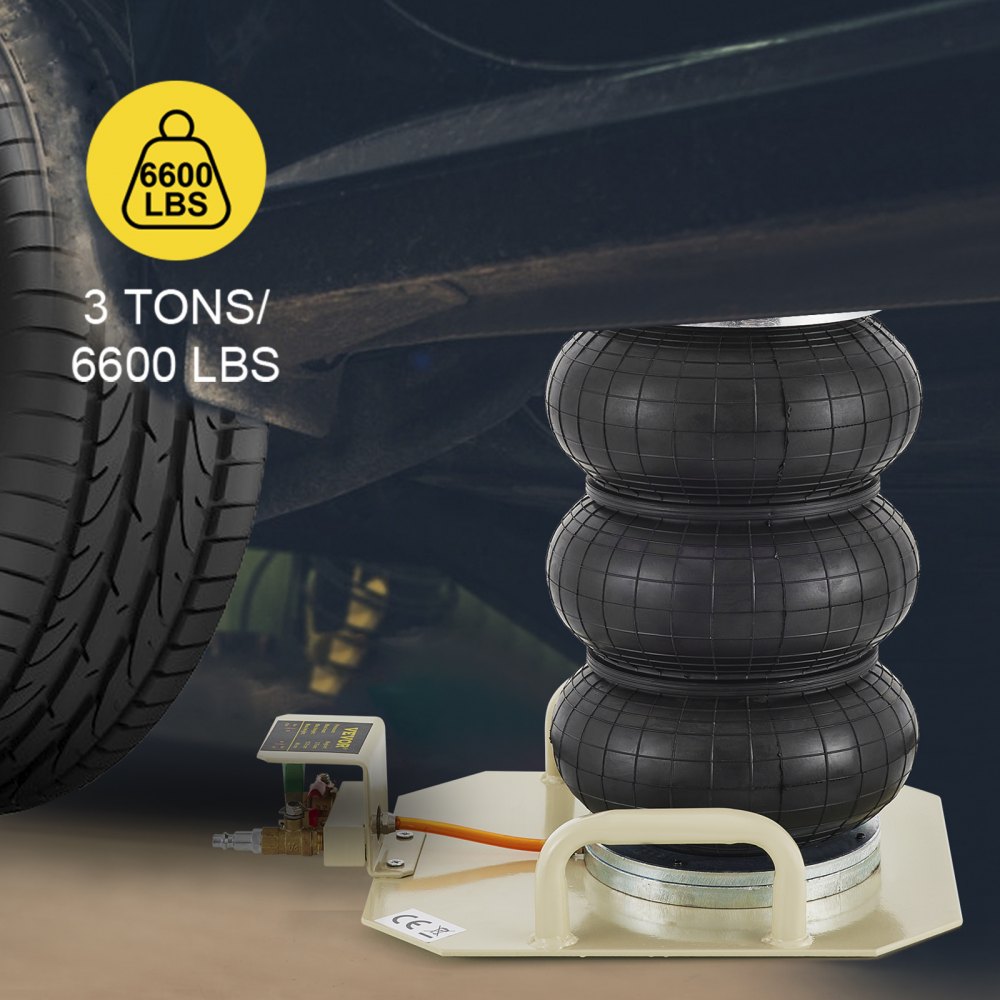 VEVOR Pneumatischer Wagenheber 3T Druckluftheber 3 Ringe Druckluft für Pkw Stahl 6600lbs