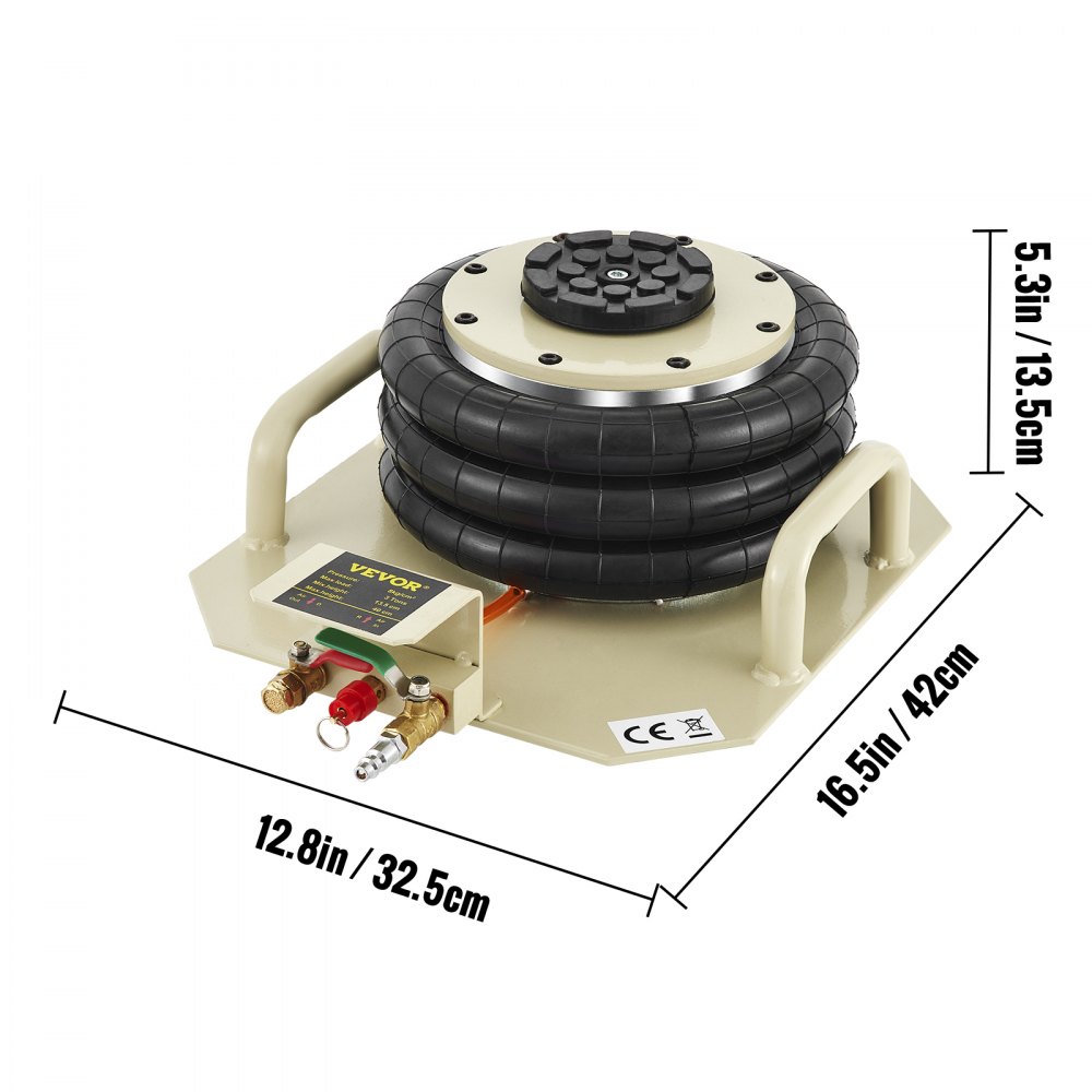 VEVOR Pneumatischer Wagenheber 3T Druckluftheber 3 Ringe Druckluft für Pkw Stahl 6600lbs