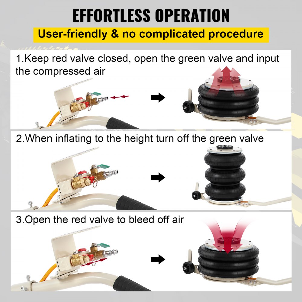 VEVOR 5T Luftkissen Air Jack Wagenheber Pneumatisch, 400 mm Druckluft Hebebühne Luftringe