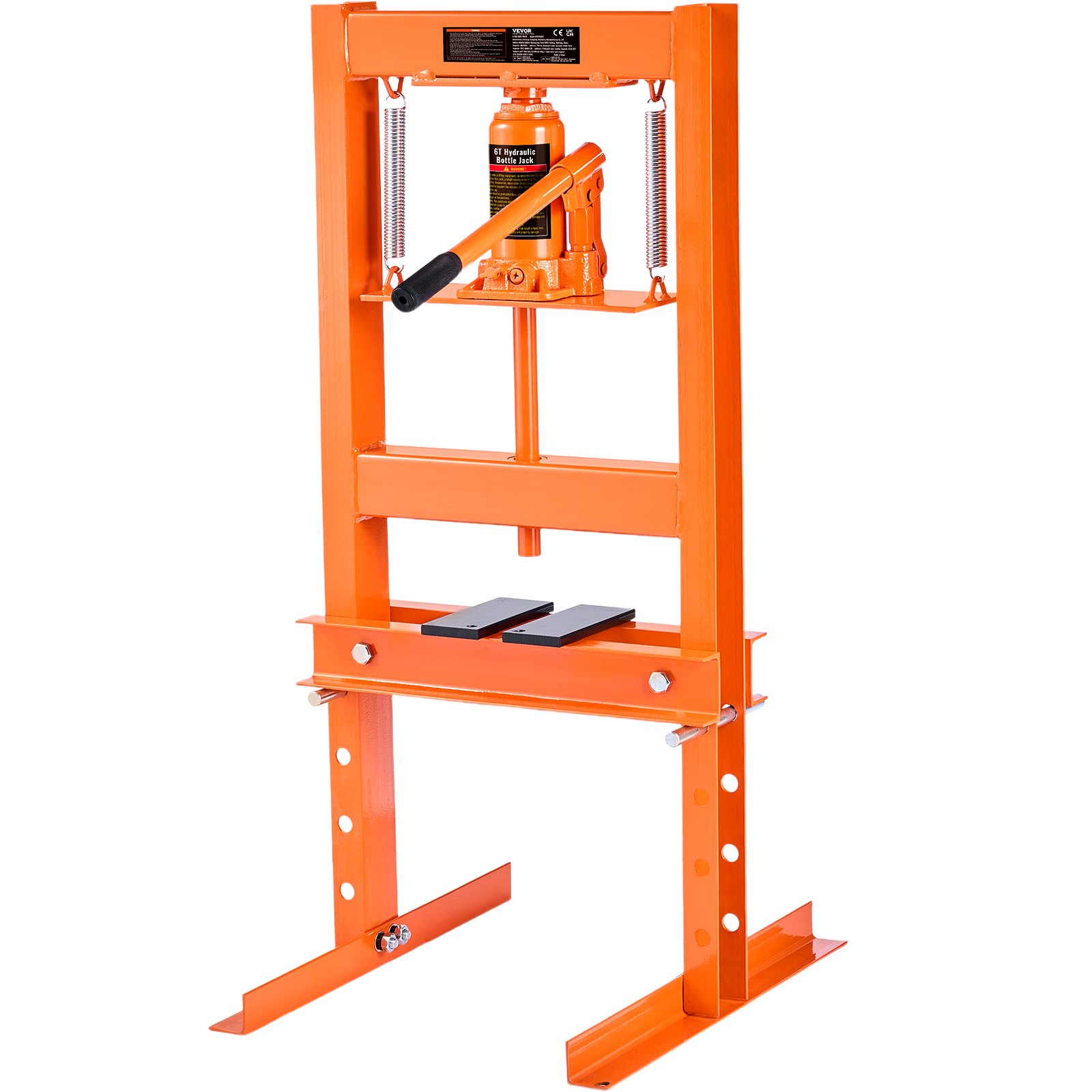 VEVOR Workshop Press Hydraulic Press 6 t, Car Frame Press Press 55-250 mm, 110 mm Stroke Height Manual Bearing Press Carbon Steel Workshop Press for Car Bushings, Ball Joints, U-Joints etc.