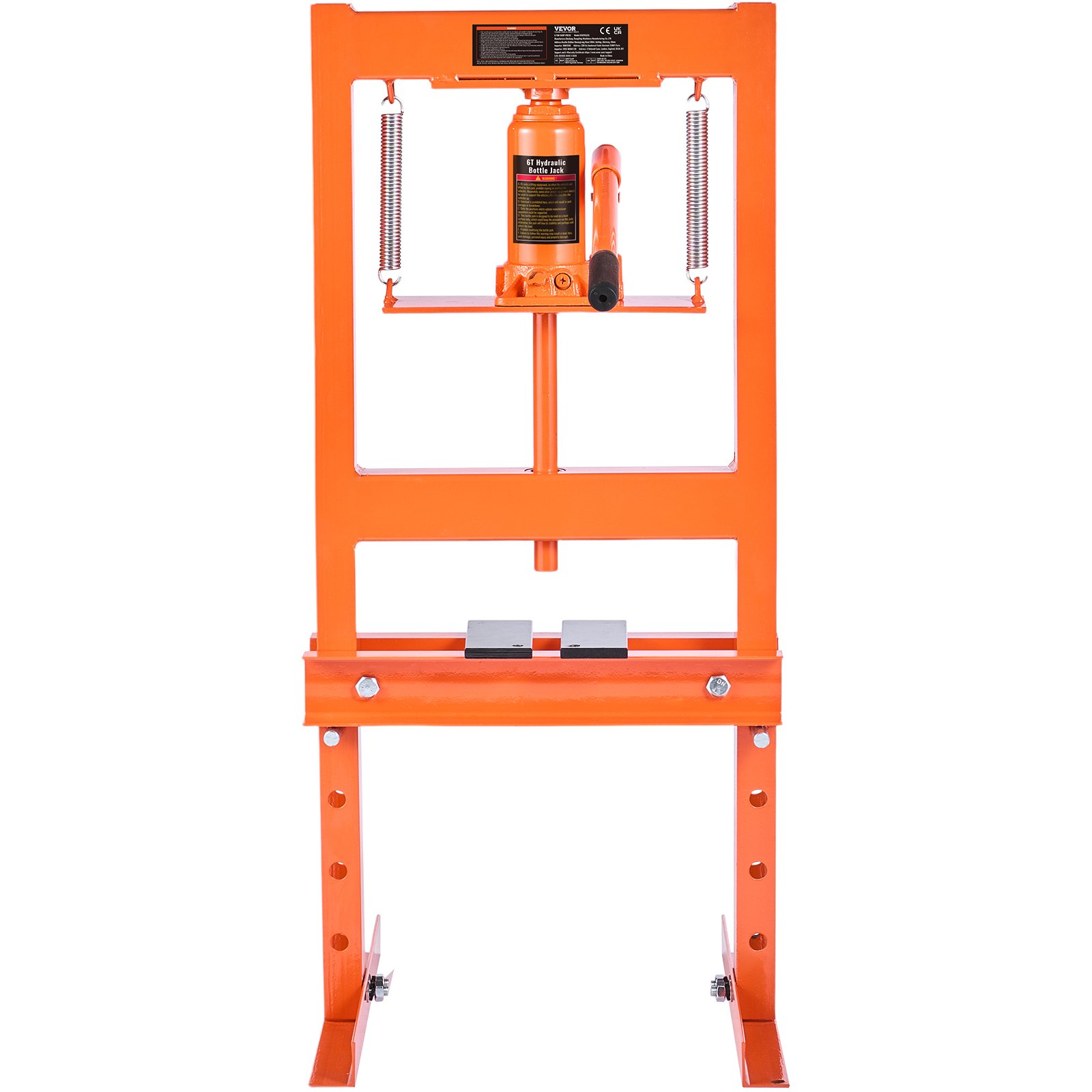 VEVOR Workshop Press Hydraulic Press 6 t, Car Frame Press Press 55-250 mm, 110 mm Stroke Height Manual Bearing Press Carbon Steel Workshop Press for Car Bushings, Ball Joints, U-Joints etc.