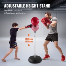 VEVOR Boxsack Set, Reflex-Boxsack für Kinder & Erwachsene, Höhenverstellbares Schlagsack-Set mit Boxhandschuhen und Ständer, Workout-Speed-Bag für Training im Heim-Fitnessstudio 43 x 43 x 146 cm