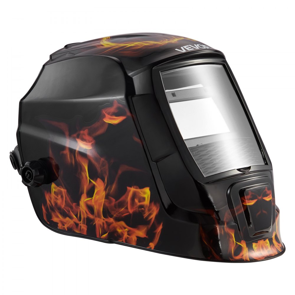 VEVOR Automatik Schweißhelm, 93 x 43 mm True Color, solarbetriebene Schweißermaske, 2 Lichtbogensensoren, DIN 4/9-13 für WIG-, MIG- & ARC-Schweißschleifen – CRIUS-Serie (Flammenmuster)
