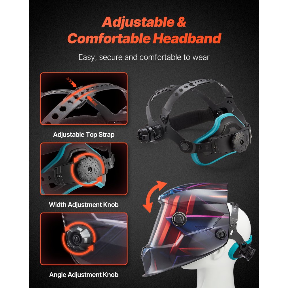 VEVOR Automatik Schweißhelm, True Color, 100 x 80 mm, solarbetriebene Schweißermaske mit 4 Lichtbogensensoren, DIN 4/5-9/9-13 für WIG-, MIG- & ARC-Schweißen, Schneiden, Schleifen – METIS-Serie