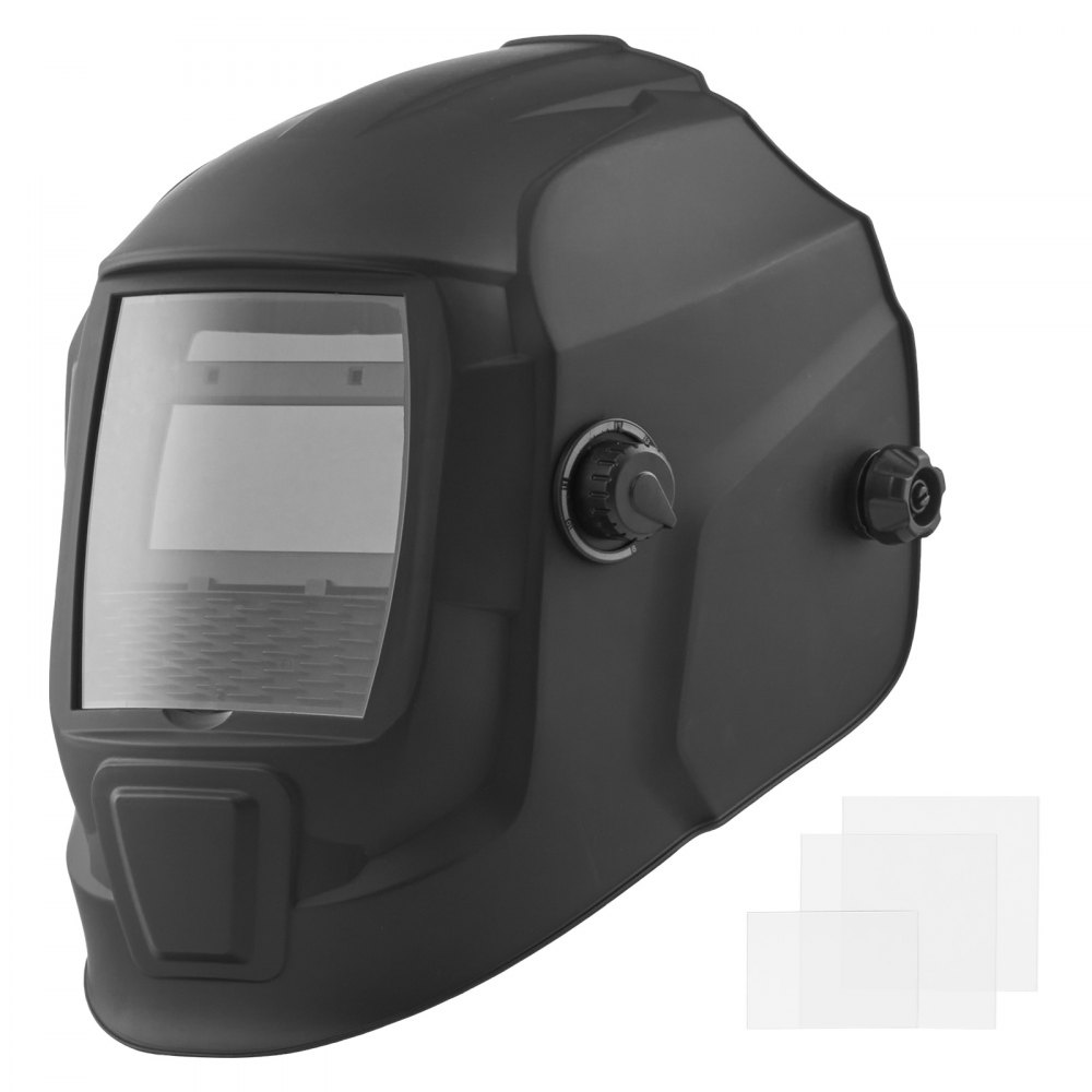 VEVOR Automatik Schweißhelm, 93x42,9 mm True Color, Solar Schweißermaske, 2 Lichtbogensensoren, Schwerißschirm DIN 4/9-13 für WIG MIG ARC Schweißschleifen – CRIUS-Serie (Mattschwarz)