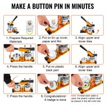 VEVOR Buttonmaschine 75 mm (3 Zoll) Badge Punch Press Kit, Kinder DIY Geschenke Knopfmachermaschine, Button Herstellung Abzeichen mit 500 Stk. Button Teile & Kreisschneider & Zauberbuch