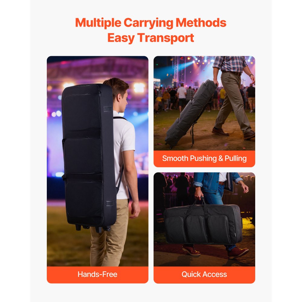 VEVOR Keyboardtasche, Keyboard Tasche für 88 Tasten, 1100 x 440 x 180 mm E-Klaviere Gigbag mit verstellbaren Schulterriemen, Tragegriffen & Rollen, 1680D, wasserabweisend & gepolstert für Keyboard