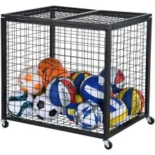 VEVOR Ballwagen Rollwagen 850 x 675 x 825 mm Sportbällen, Abschließbarer Basketballkäfig Ballkäfig, Sportausrüstung für den Innen- und Außenbereich, Rollbar Aufbewahrungswagen aus Stahl für Garagen