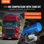 VEVOR 12-V-Luftkompressor mit Tank 6 L, Zughorn-Luftkompressor-Satz, 90-120 psi Arbeitsdruck, Integriertes Luftkompressorsystem für Zug-Lufthupen, Aufpumpen von Reifen, LKWs, SUVs usw. Blau
