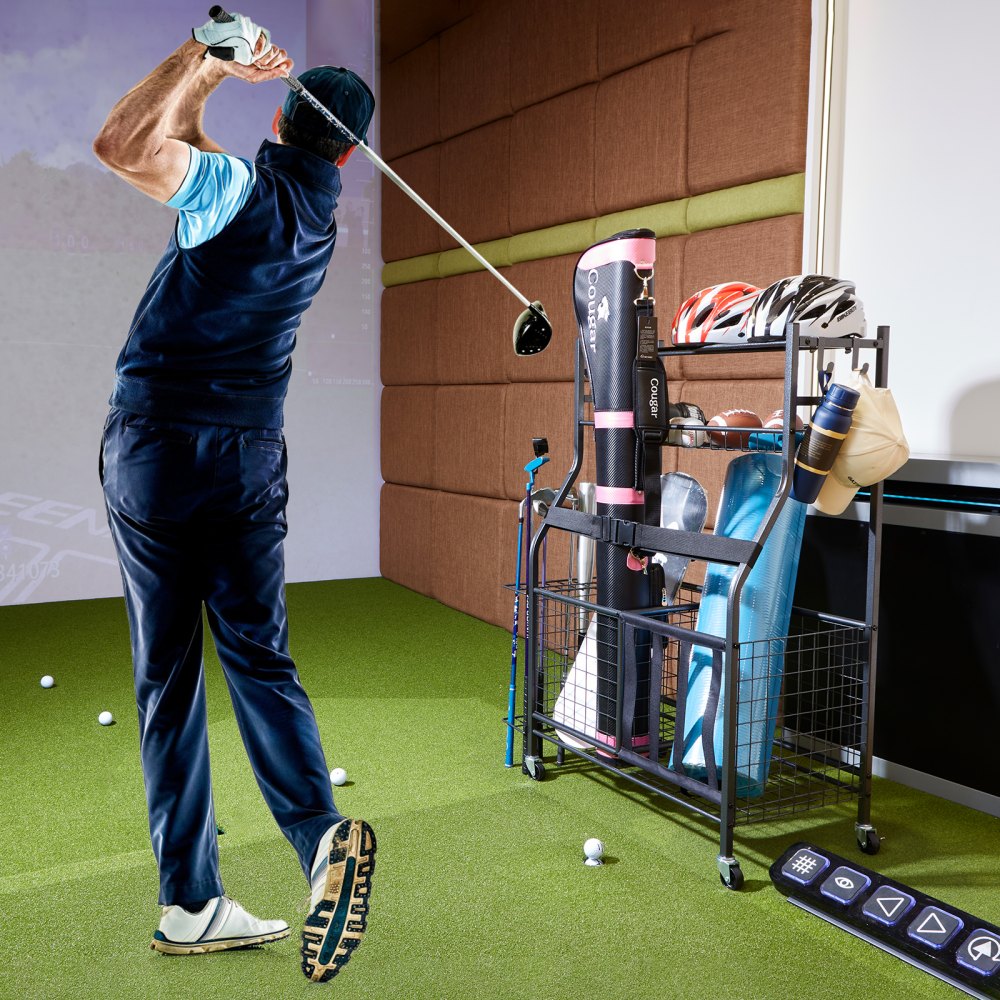 VEVOR Garagen-Organizer für Sportgeräte, Rollwagen zur Ballaufbewahrung auf Rädern, Basketballständer mit Körben & Haken, Aufbewahrung von Sportgeräten und Spielzeug für drinnen und draußen