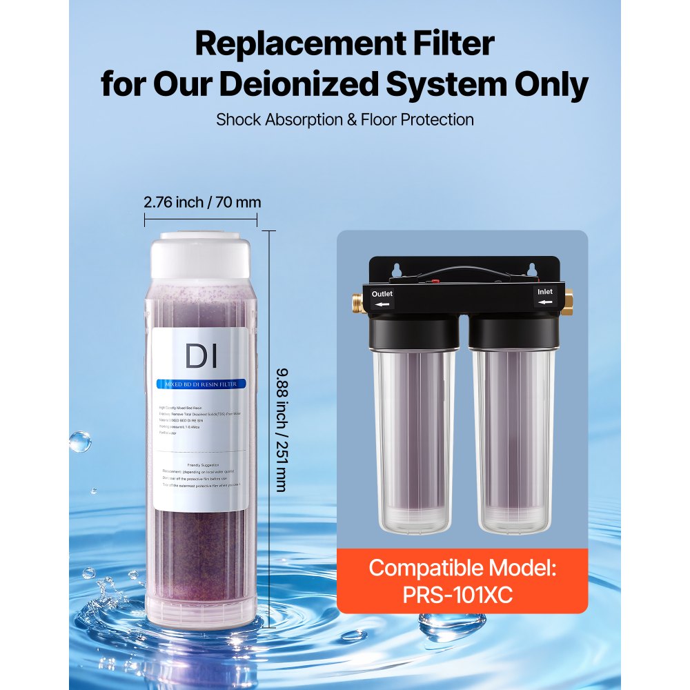 VEVOR Deionized Filter for Spotless Car Wash System, 2 x 0.5L Color Changing DI Resin Filter Replacement - Compatible with PRS-101XC Deionized Water System for Cars RVs Windows