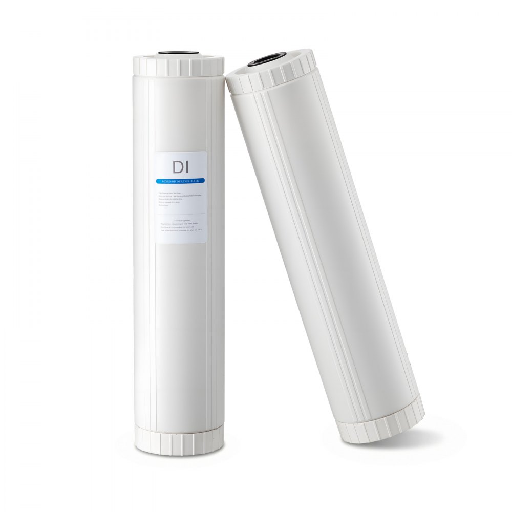 VEVOR 2x Deionisiertes Wassersystem für Autowäsche Ersatzfilter, Duale 4L Gemischte DI-Harz-Filterkartuschen für Deionized Autowaschanlage, DI-Harz Nachfüllpack 51 cm für Entionisiertes Wassersystem
