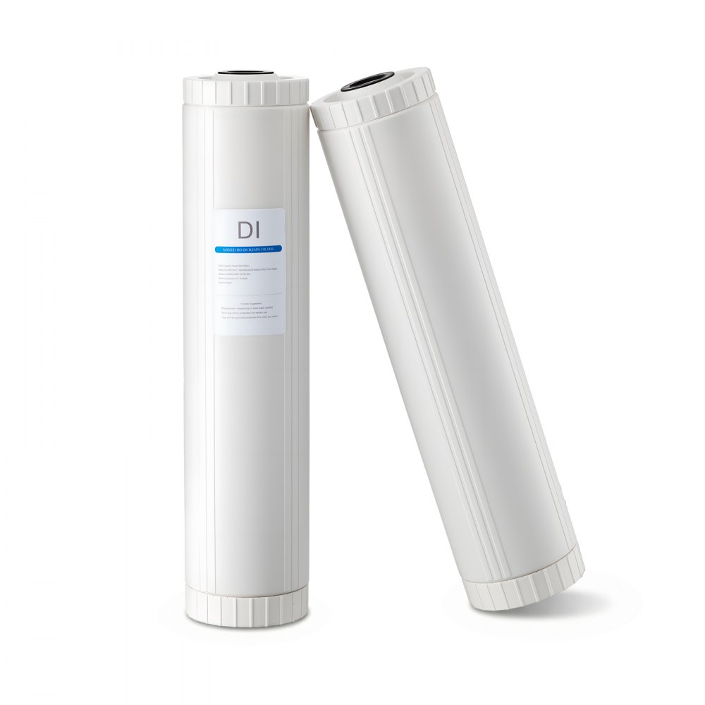 VEVOR 2x Deionisiertes Wassersystem für Autowäsche Ersatzfilter, Duale 4L Gemischte DI-Harz-Filterkartuschen für Deionized Autowaschanlage, DI-Harz Nachfüllpack 51 cm für Entionisiertes Wassersystem