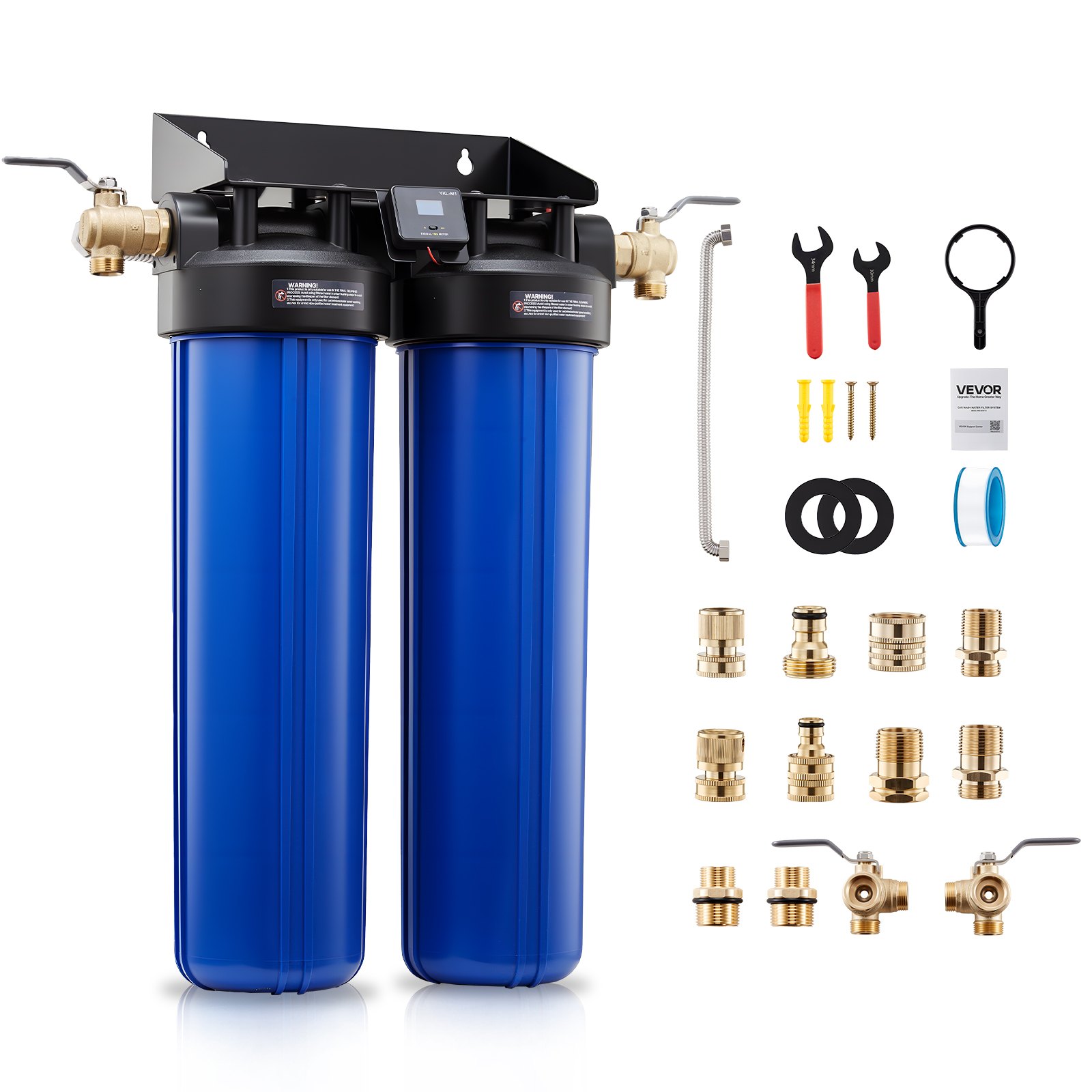 VEVOR Deionisiertes Wassersystem für Autowäsche 1250 L, Deionized Autowaschanlage mit Dualen 4L Gemischten DI-Harz-Filterkartuschen, Entionisiertes Wassersystem mit Bypass-Ventil für KFZ Motorrad Boot