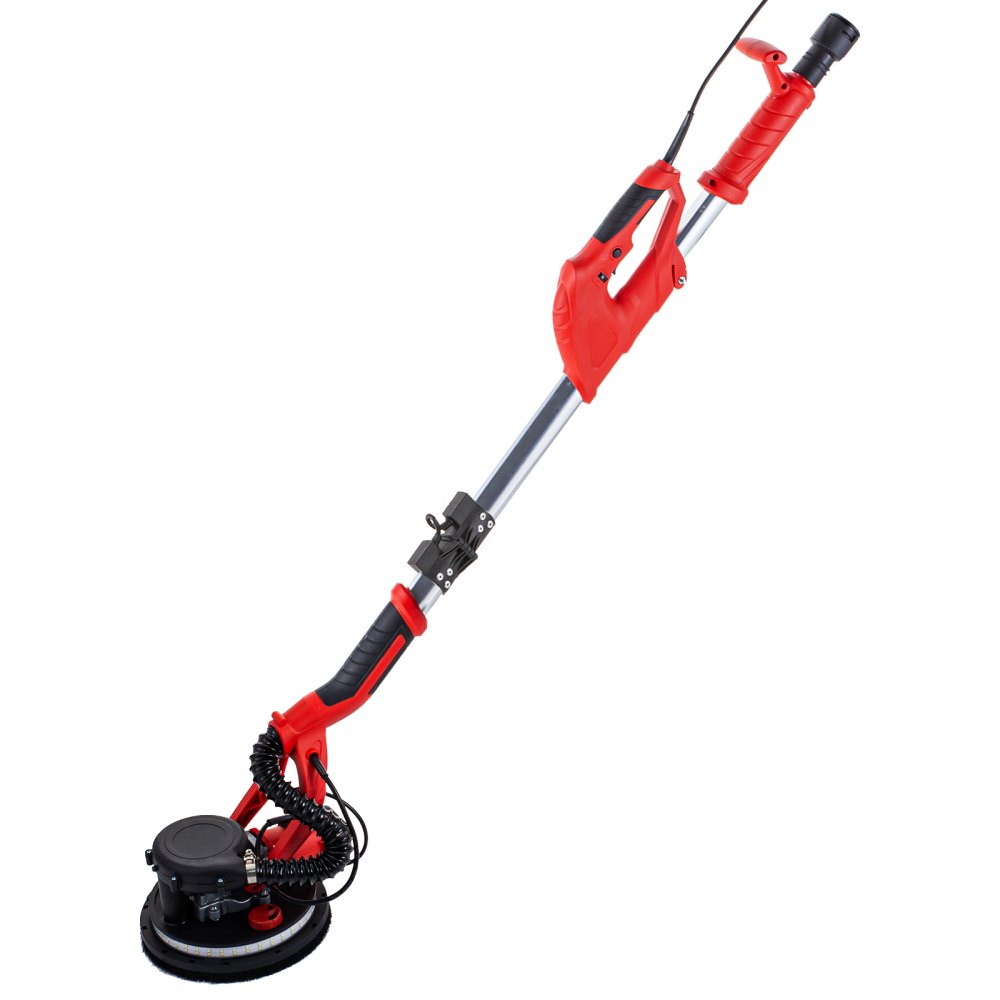 VEVOR Rotationswandschleifgerät 750W, klappbarer Gipskartonschleifer mit Teleskopgriff, variable Drehzahl 800–1750 U/min, Wandschleifer mit LED-Streifenleuchte und Staubbeutel