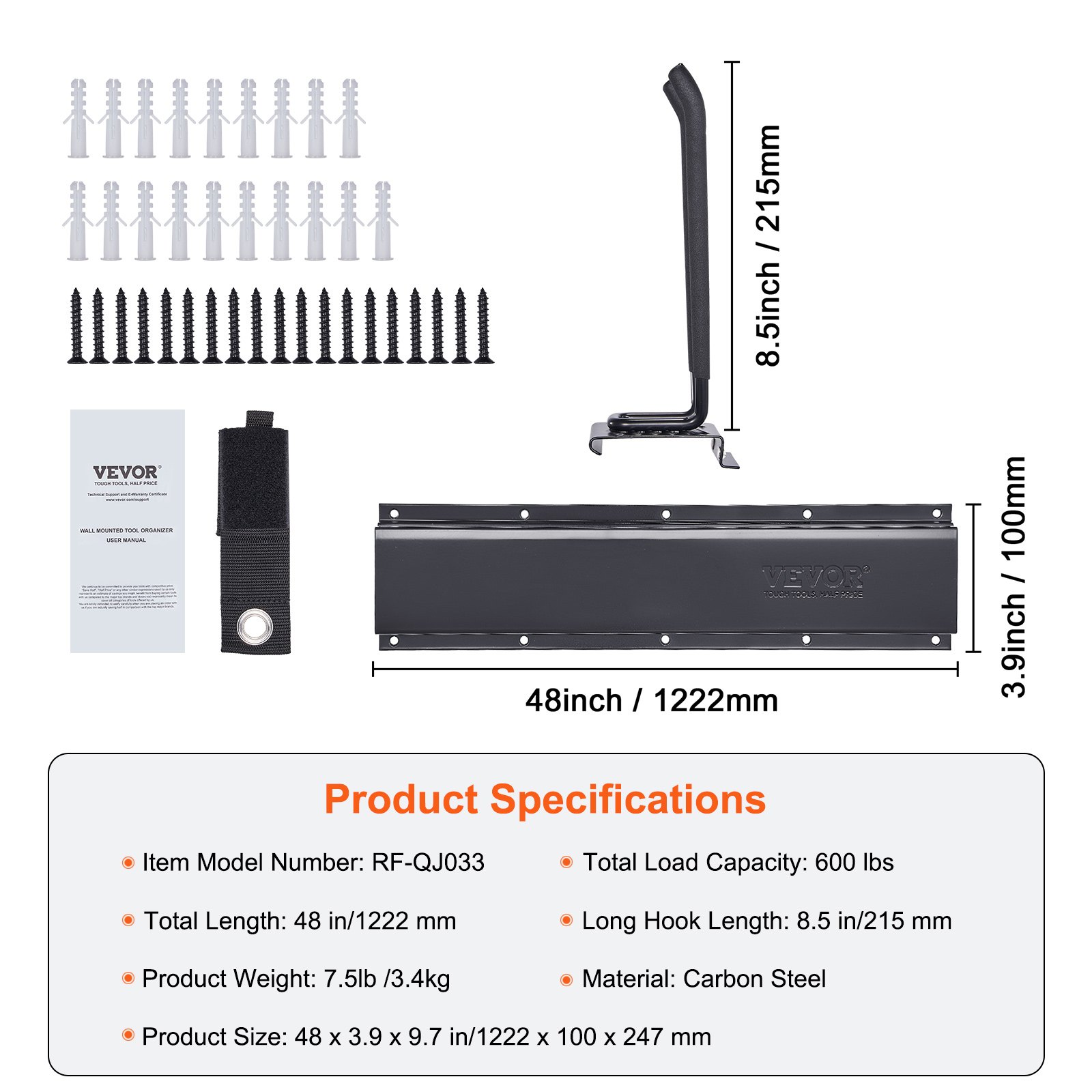 VEVOR Garagen-Werkzeug-Organizer, Aufbewahrungsregal, Wandmontage, robust, 600 lbs