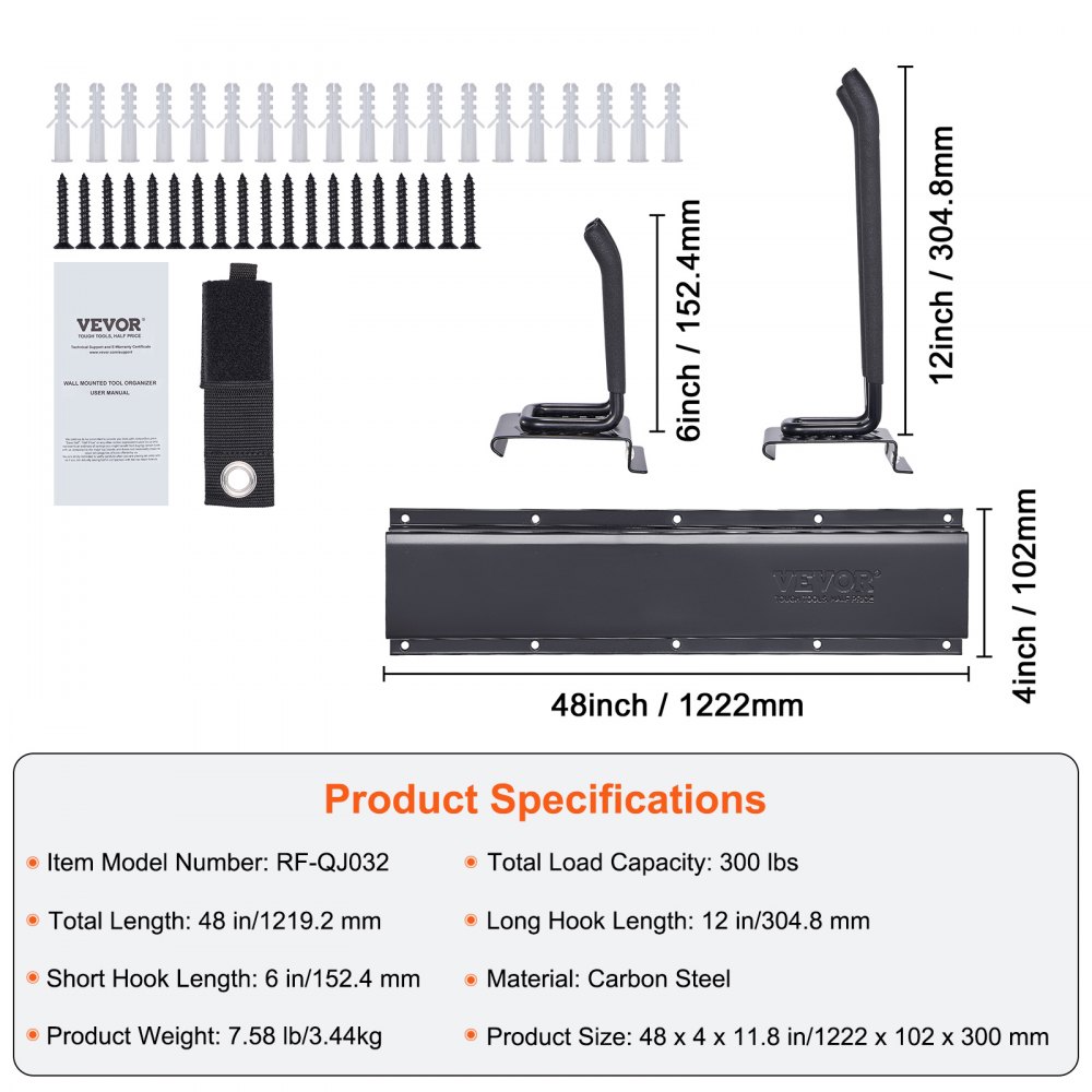 VEVOR Garagen-Werkzeug-Organizer, Aufbewahrungsregal, Wandmontage, robust, 300 lbs