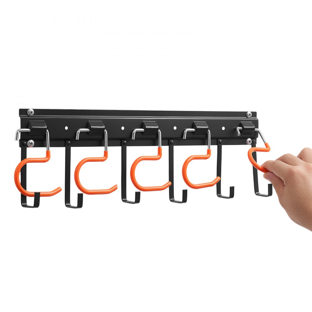 VEVOR Gerätehalter Wandhalterung Werkzeughalter 1727,2mm 204kg Tragkraft, Zur Wandmontage, Kohlenstoffstahl, 4 Schienen & 44 Haken, Mit Schrauben & Dübeln, Werkzeugorganizer für Garage Keller Garten
