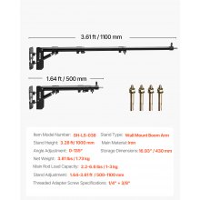 VEVOR Dreieck Auslegerarm Wandmontage Lichtstativ Triangle Boom Arm 50-110cm