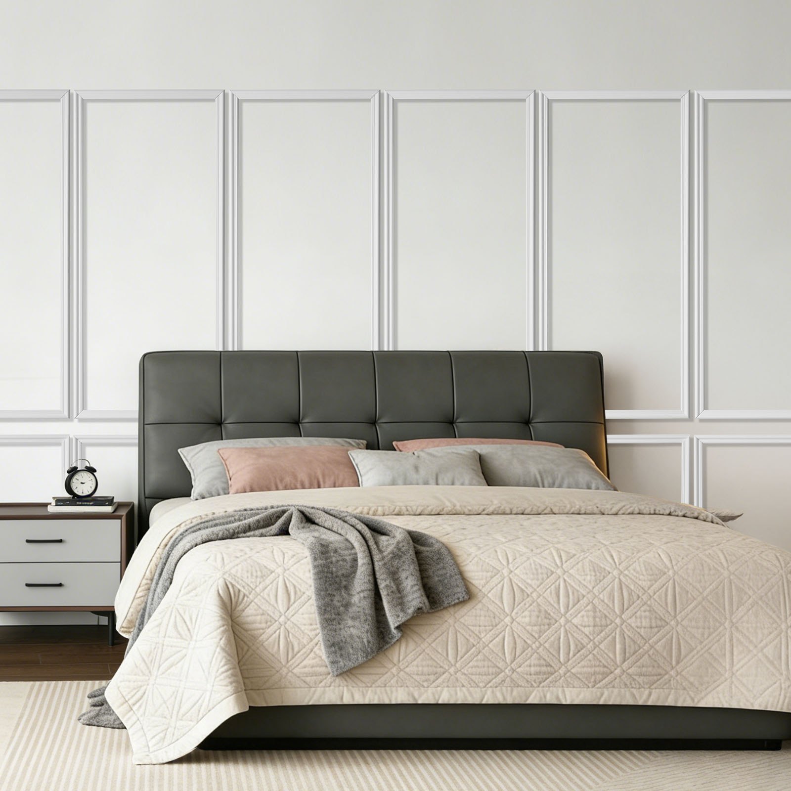 VEVOR Wandform-Set, 6er-Set 61x61cm u. 61x137cm Stuckleisten aus Lackierbarem Polystyrol, Wasserfeste Wandleiste, Zierleiste für Wände, Friesleisten für Wohnzimmer, Schlafzimmer, Zuhause, Weiß