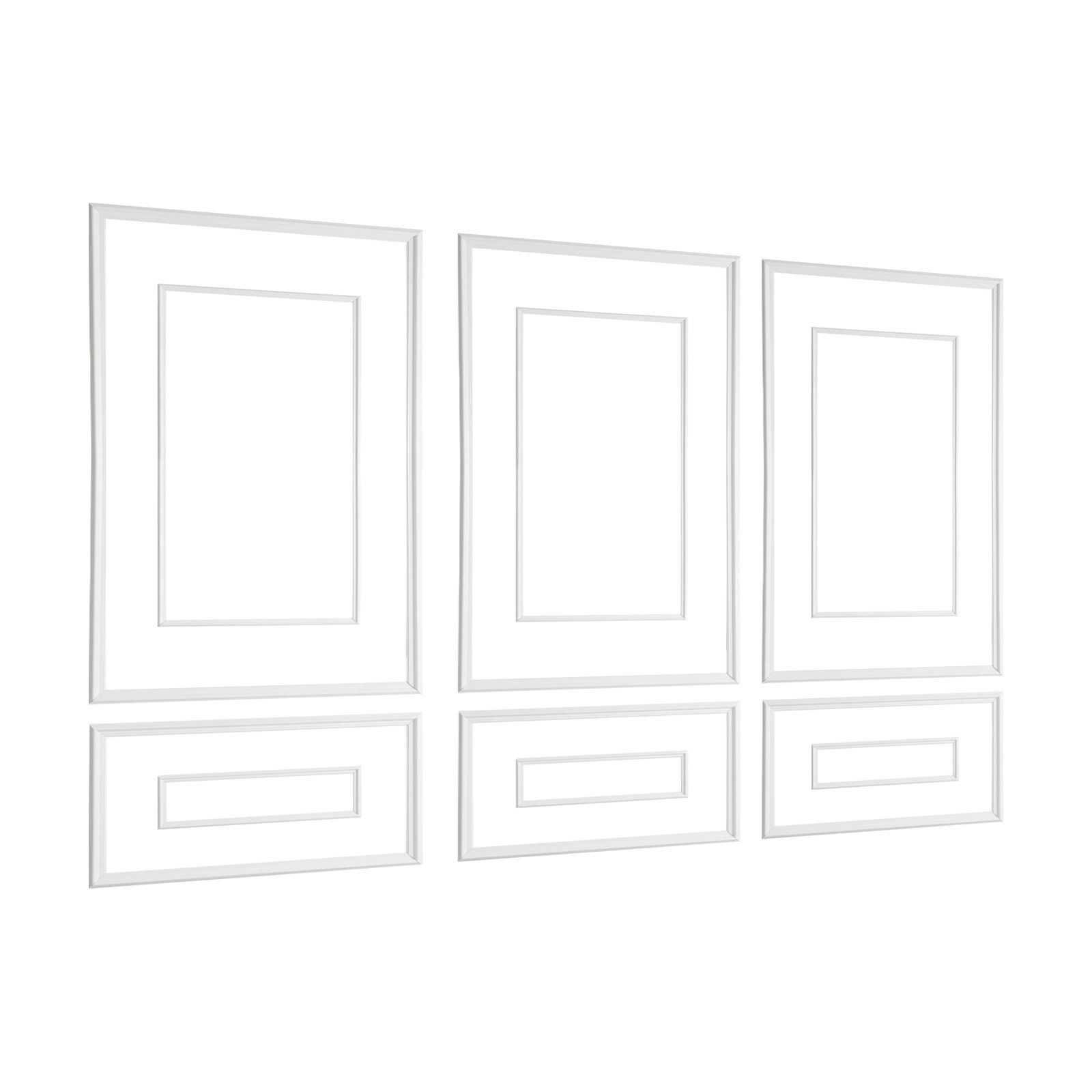 VEVOR Wandform-Set, 3er-Set, 45,97x78,99cm & 78,99x138,18cm Stuckleiste mit zweifach gerilltem, breitem & schmalem Profil, lackierbares Polystyrol, Zierleiste für Wohnzimmer & Schlafzimmer, Weiß